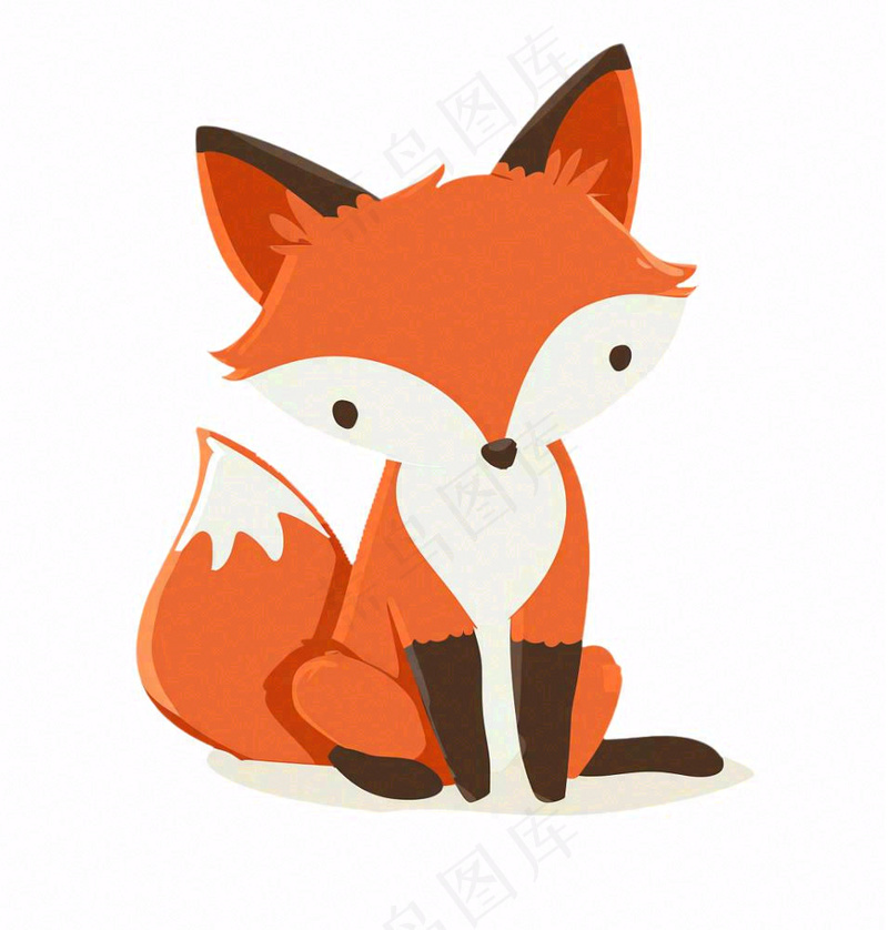 狐狸橘白动物卡通插画免抠