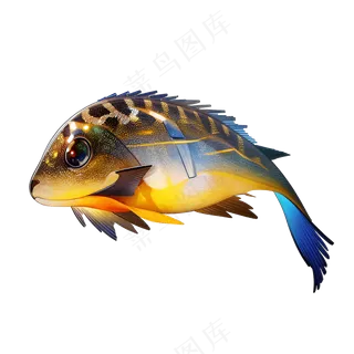 黄色卡通手绘鱼免抠素材45