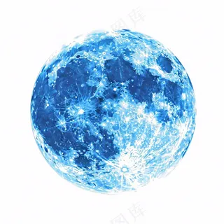 月球月亮蓝色天气卡通插画免抠