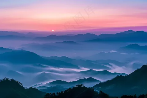 清晨日出朝霞云层山川摄影图 清晨日出朝霞云层山川摄影图