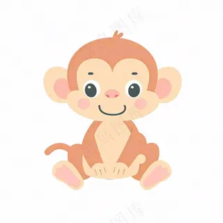 猴子可爱动物卡通插画免抠