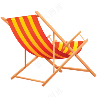 免抠红黄条纹的躺椅