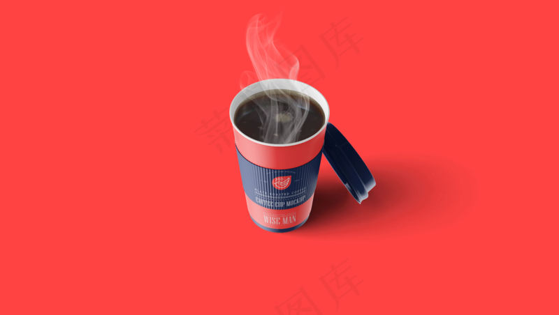 单色背景简约塑料咖啡杯样机14