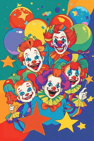 卡通马戏团小丑游戏彩色愚人节插画背景