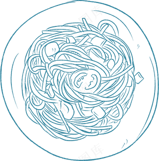 手绘拌面线稿PNG素材