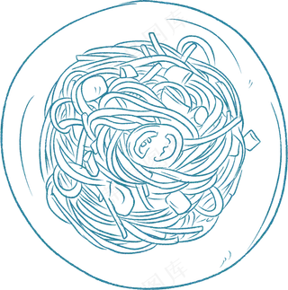 手绘拌面线稿PNG素材