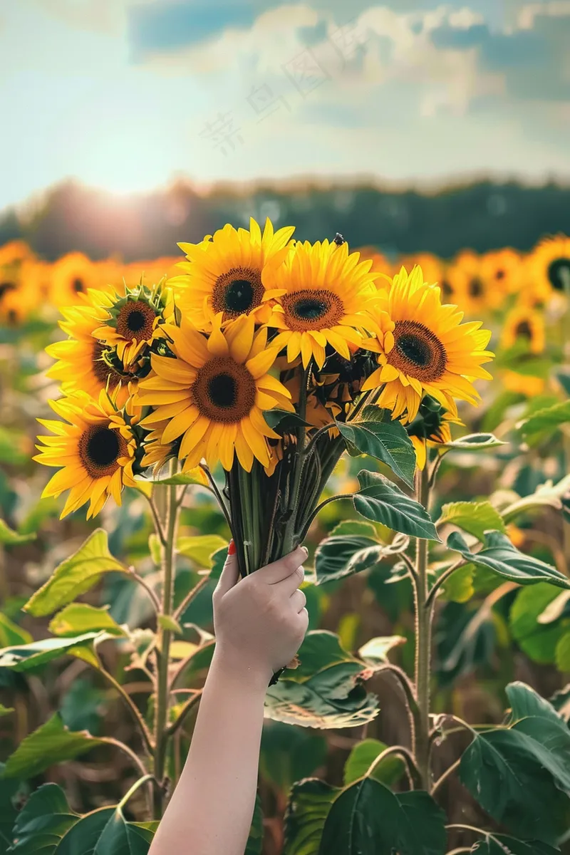 向日葵向阳鲜花摄影图(2688x4032)