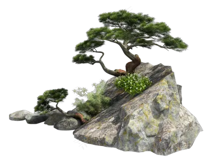 免抠假山盆景植物