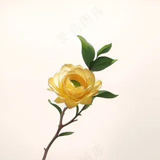 白色黄色手绘新中式风格花植物119 白色黄色手绘新中式风格花植物119