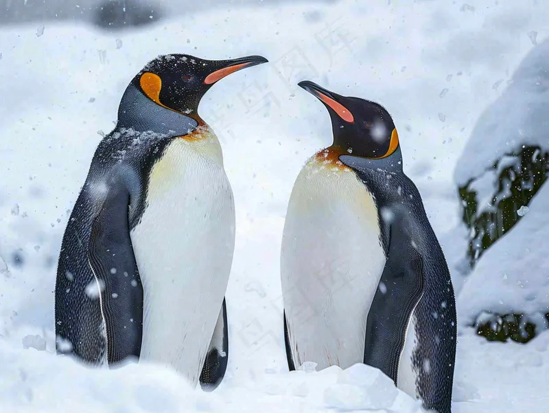 冰雪天地的企鹅寒冷动物摄影图(3696x2784)