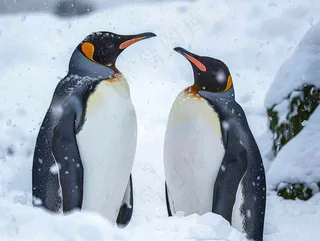冰雪天地的企鹅寒冷动物摄影图