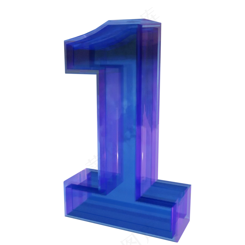 3d渐变玻璃数字1