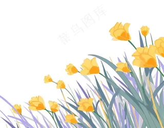 春天花丛草丛卡通插画免抠