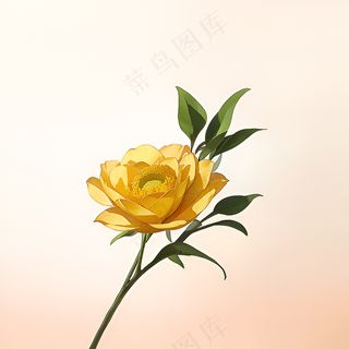 白色黄色手绘新中式风格花植物170