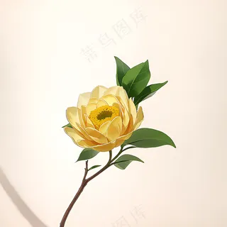 白色黄色手绘新中式风格花植物44 白色黄色手绘新中式风格花植物44