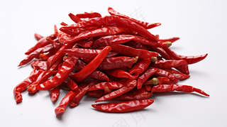 红色干辣椒干货白色背景 摄影图