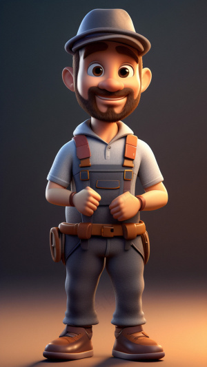 3D卡通人物铁匠男士等距视图C4D2