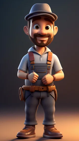 3D卡通人物铁匠男士等距视图C4D2