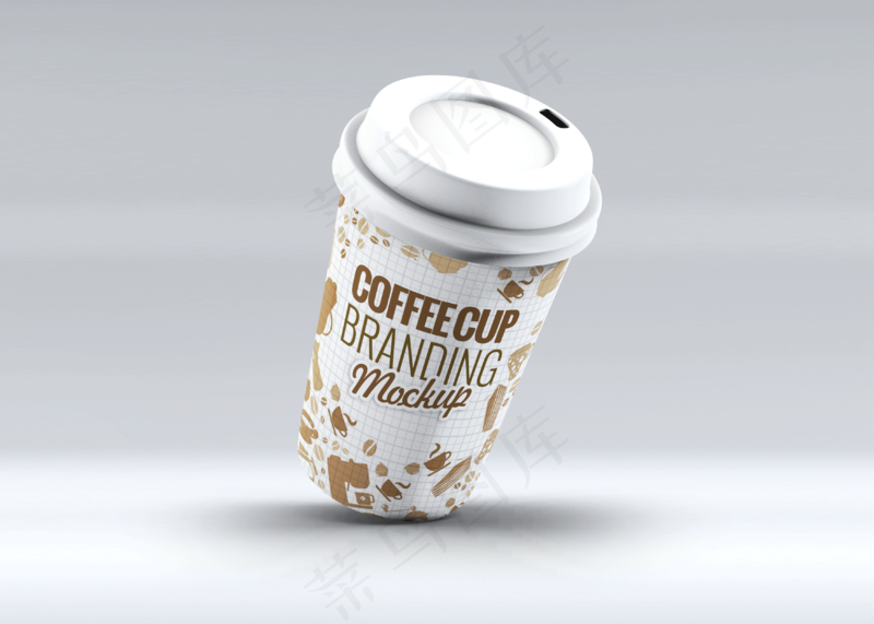 单色背景简约塑料咖啡杯样机22