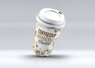 单色背景简约塑料咖啡杯样机22