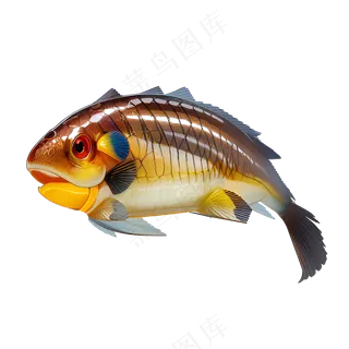 黄色卡通手绘鱼免抠素材29