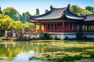 中国园林凉亭建筑摄影图