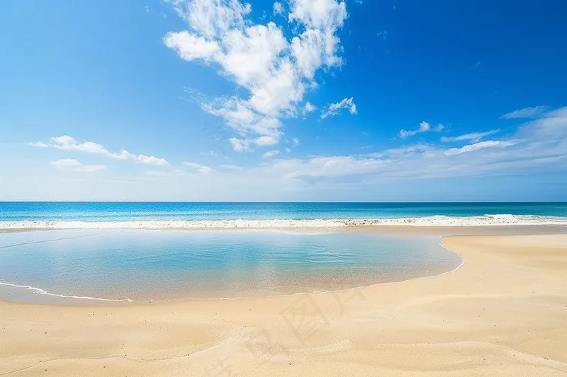 夏日海滩蓝色海洋度假摄影图(4032x2688)
