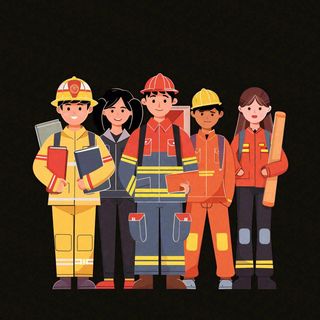 劳动人民工人五一劳动节任务元素插画黑色背景