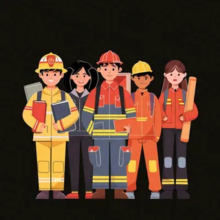 劳动人民工人五一劳动节任务元素插画黑色背景