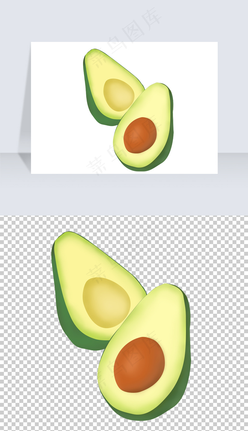  水果插画写实绿色牛油果psd模版下载