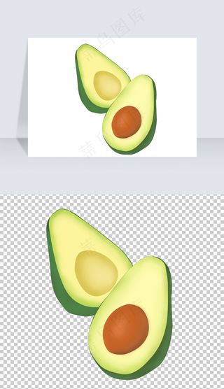  水果插画写实绿色牛油果