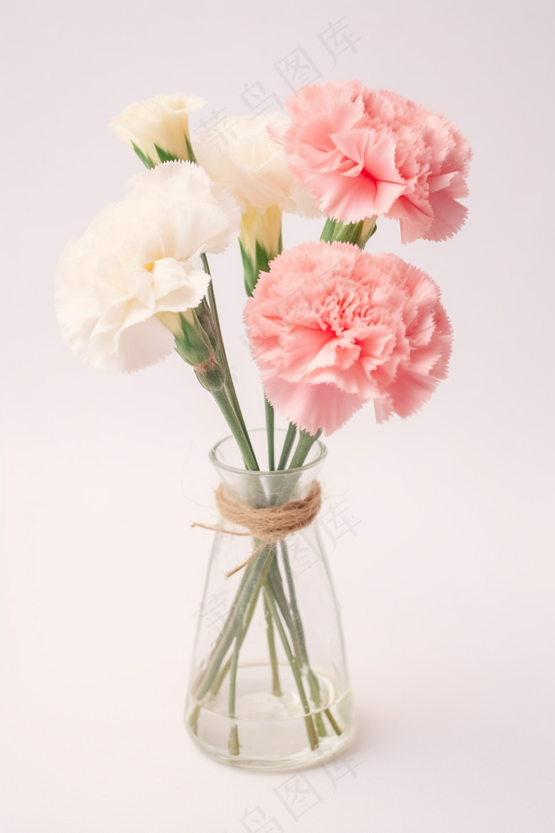 康乃馨插花花瓶摄影图