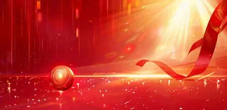 红色科技风粒子流光特效背景