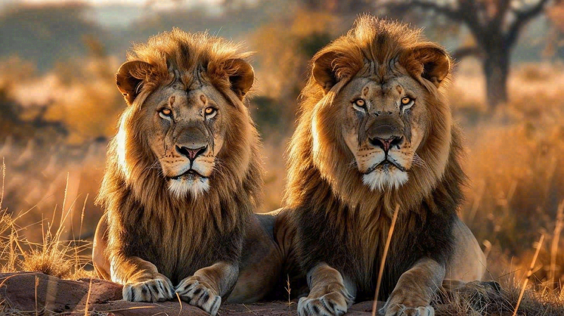 狮子雄狮动物非洲大草原保护动物摄影图