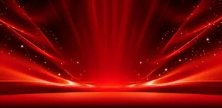 红色喜庆线条曲线科技风粒子流光特效红色展板背景