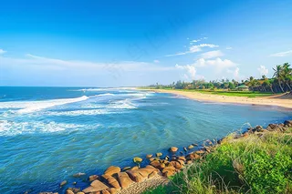 夏日海滩蓝色海洋度假摄影图