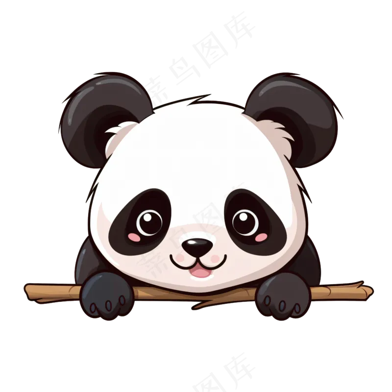 卡通手绘动物熊猫趴着线条插画矢量装饰元素psd模版下载