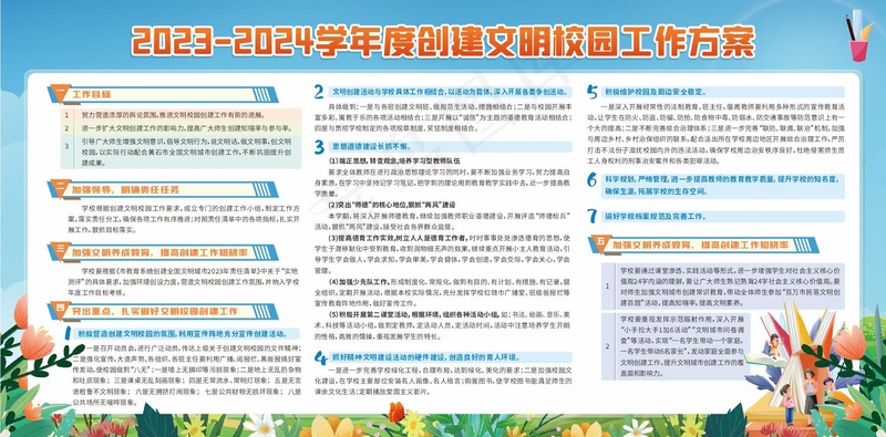 文明校园学校展板cdr矢量模版下载