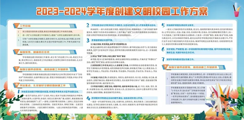 文明校园学校展板cdr矢量模版下载
