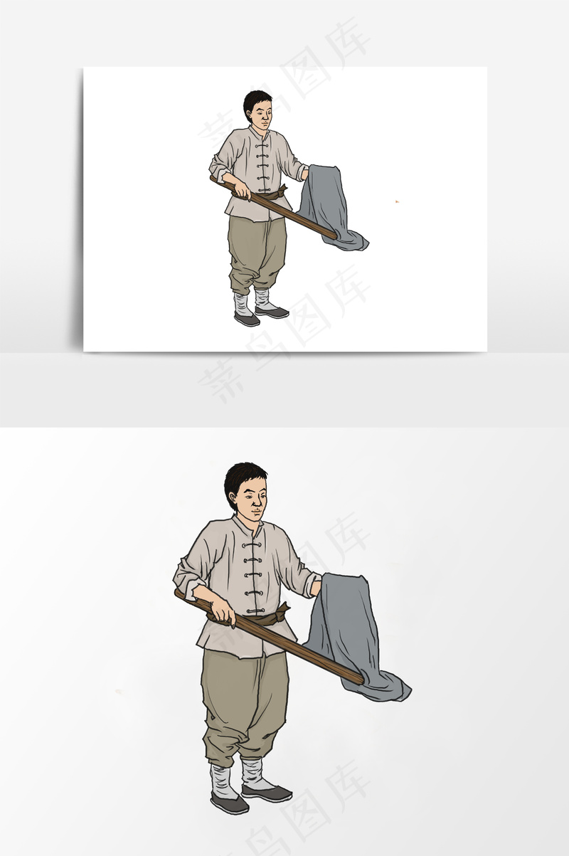 插画丨国风人物丨劳动者008丨PPT插图