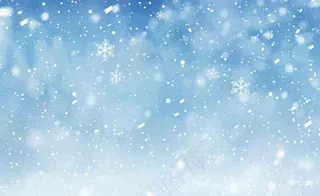 雪花飘落蓝色白雪背景立冬冬至大雪小雪卡通插画背景