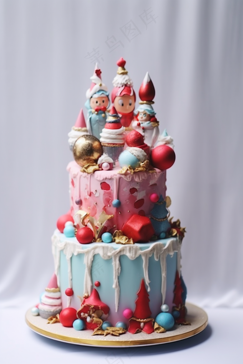 儿童生日蛋糕装饰梦幻卡通甜点摄影图