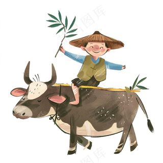 牧童人清明春分插画免抠