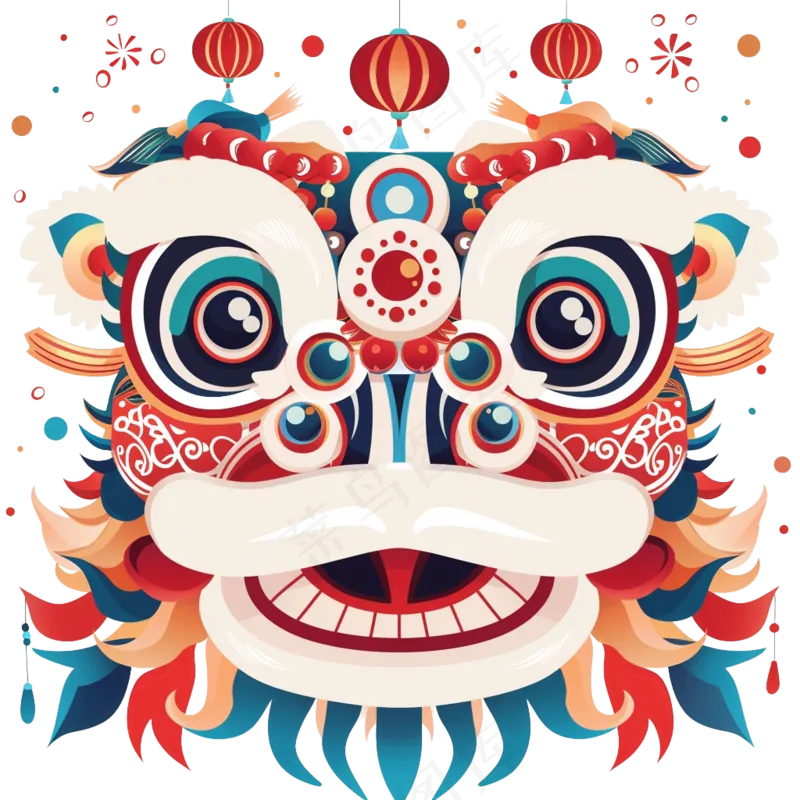 春节活动海报彩色醒狮元素5