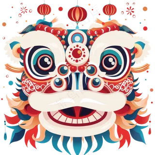 春节活动海报彩色醒狮元素5