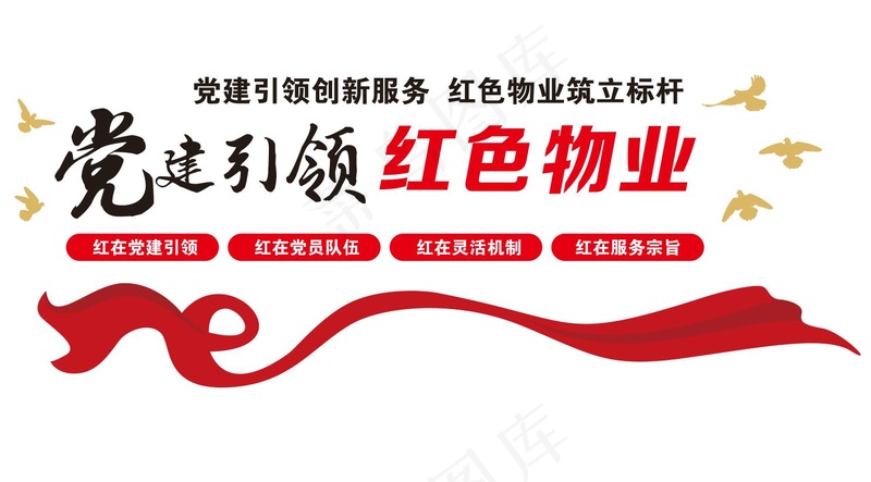 矢量红色物业形象墙cdr矢量模版下载