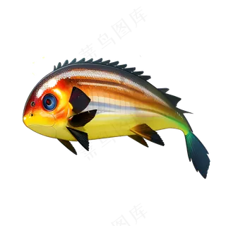 黄色卡通手绘鱼免抠素材25