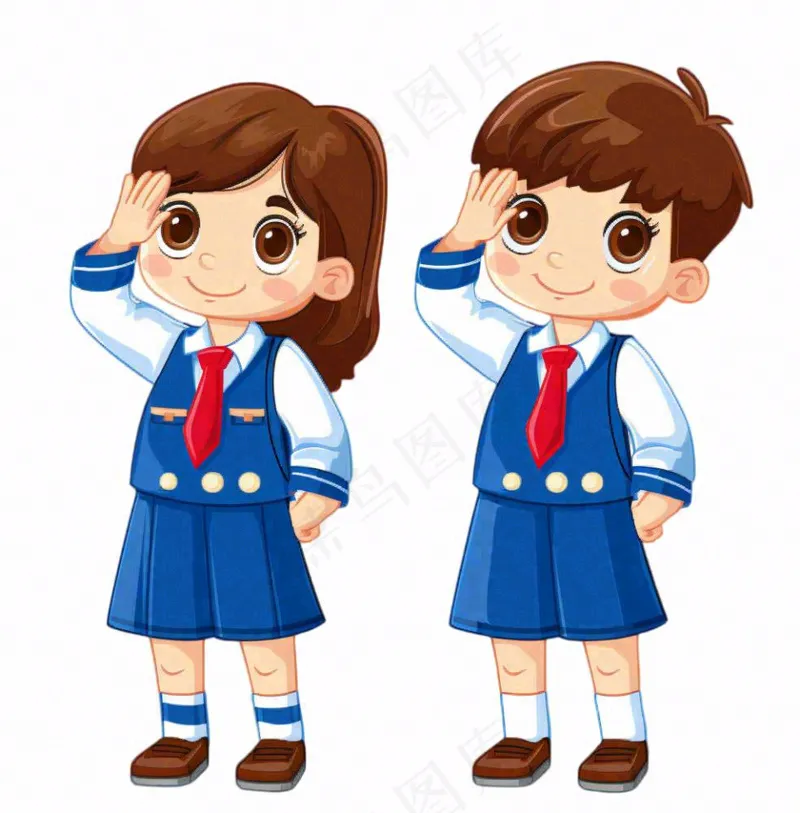 学生校服青少年卡通人物插画免抠(1024x1040)