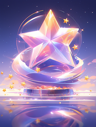 星星，炫彩，电商，海报素材，紫黄色调