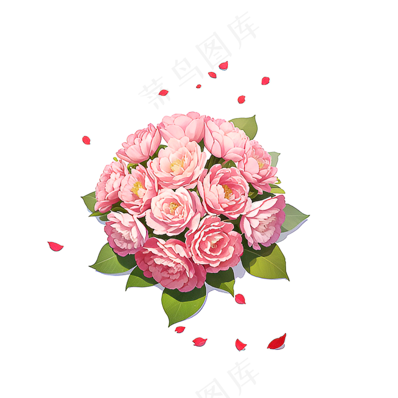 粉色花朵桃花玫瑰免抠素材6